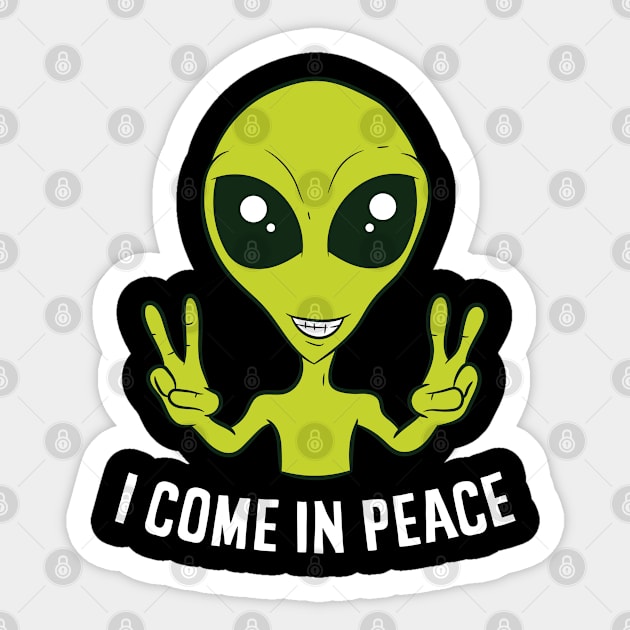 Funny Alien Ufo Space Rave EDM Music I Come In Peace Sticker by EQDesigns